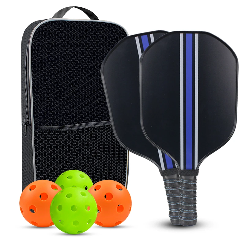 Низкий минимальный объем производства, профессиональный комплект ракеток из углеродного волокна с УФ-принтом, карманом для ручной переноски, нескользящая рукоятка, набор ракеток для пиклбола