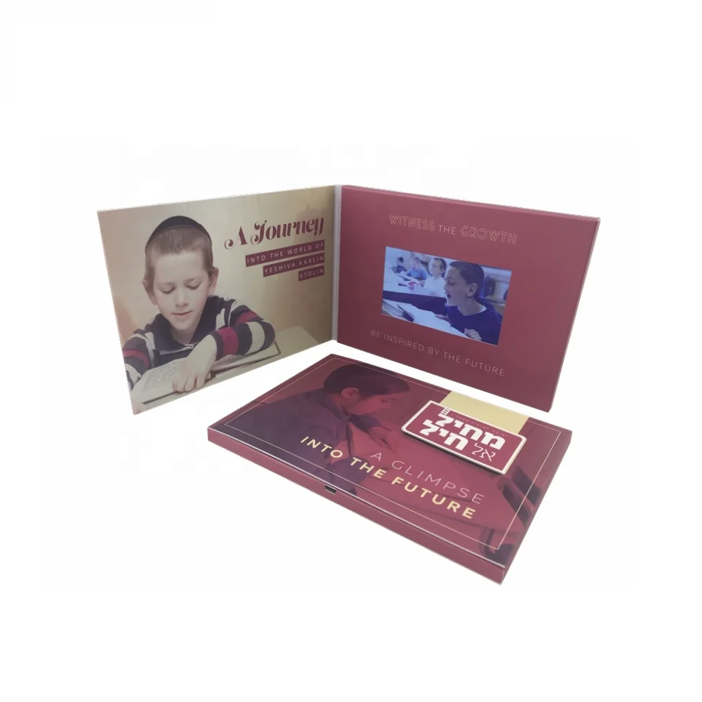 Пользовательская печать 4,3 дюймовый ЖК-экран видео брошюра для рекламы