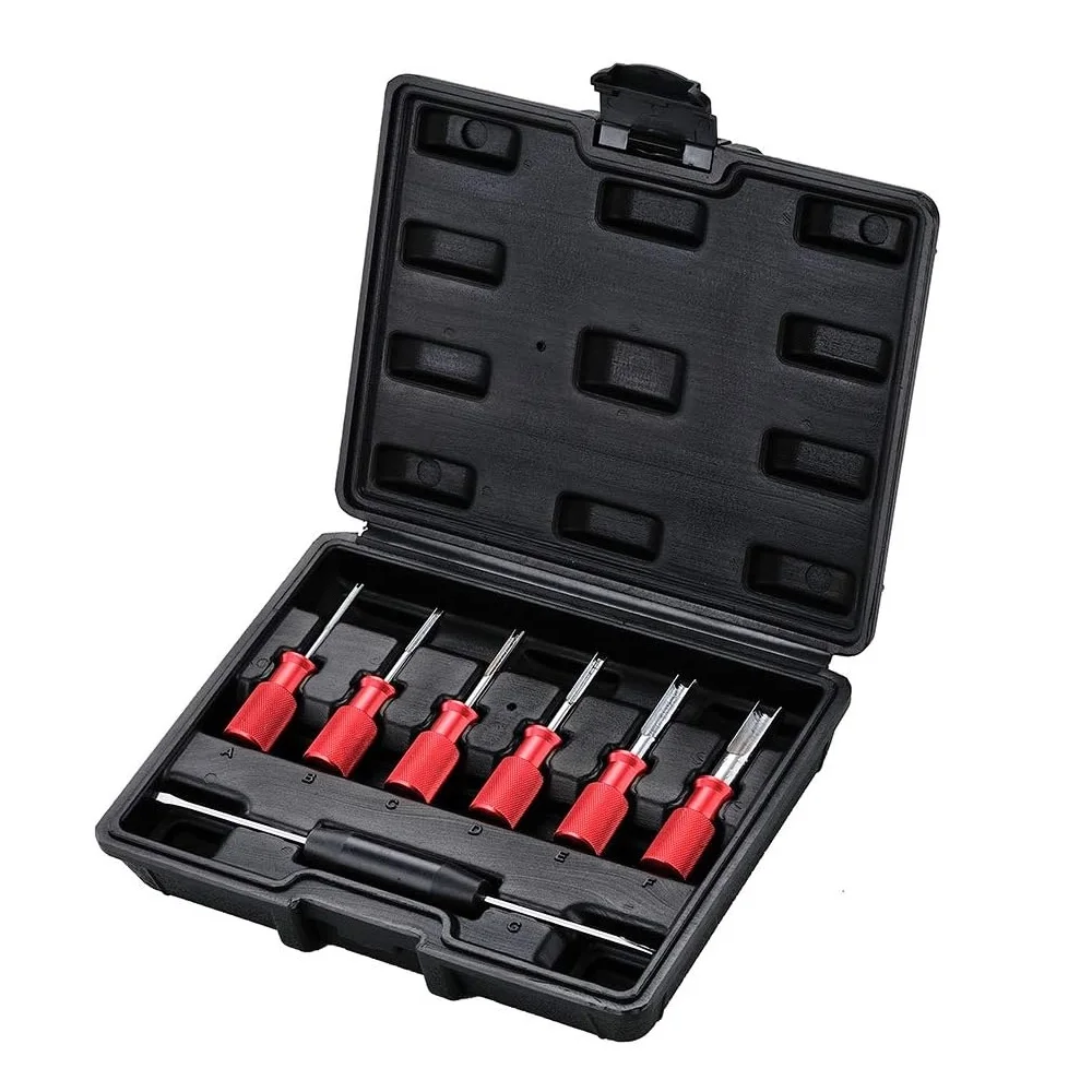 7pc Car Wire Terminal Removal Tool Kit For 4 8 12 14 16 Gauge Combination Wedge Release Tools and Flat Tip Screwdriver