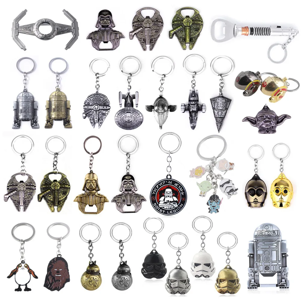 Pocket Custom Keychain War For Star Car Keychain The Force Awakens Metal Bottle Opener Keychain BB-8 Droid keyring Set