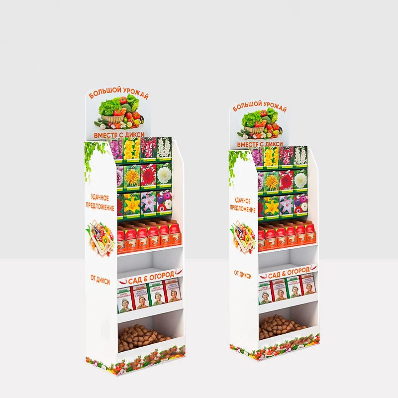 Картонная витрина на заказ, напольная полка для закусок, конфеты, розничная продажа, ПВХ напольная витрина, картонная витрина