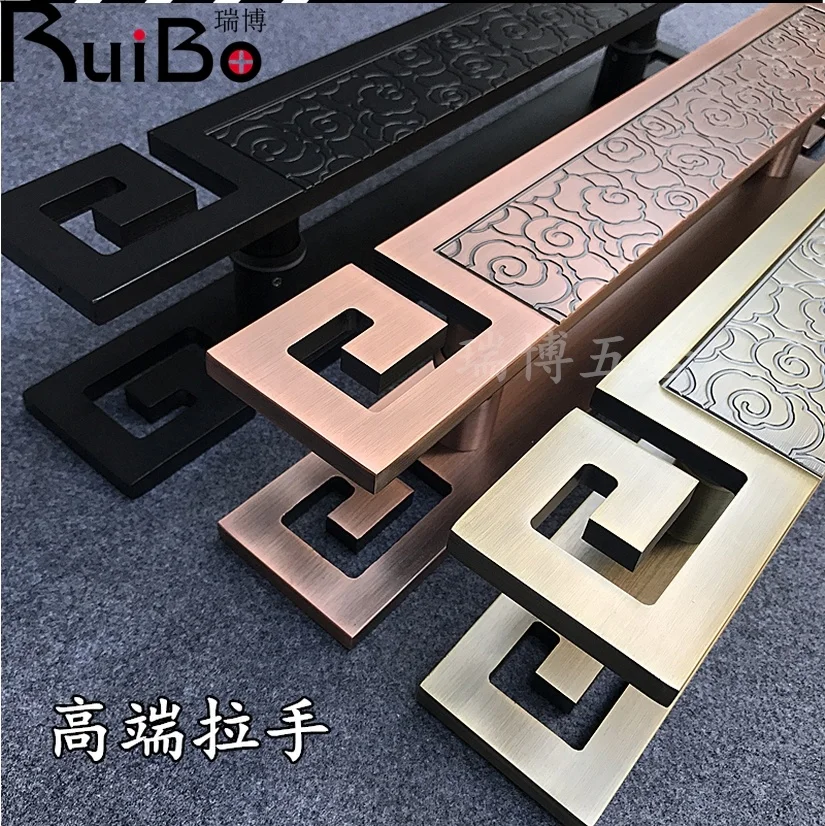 wholesale antique brass carving handle pull black aluminum carved door pull handle