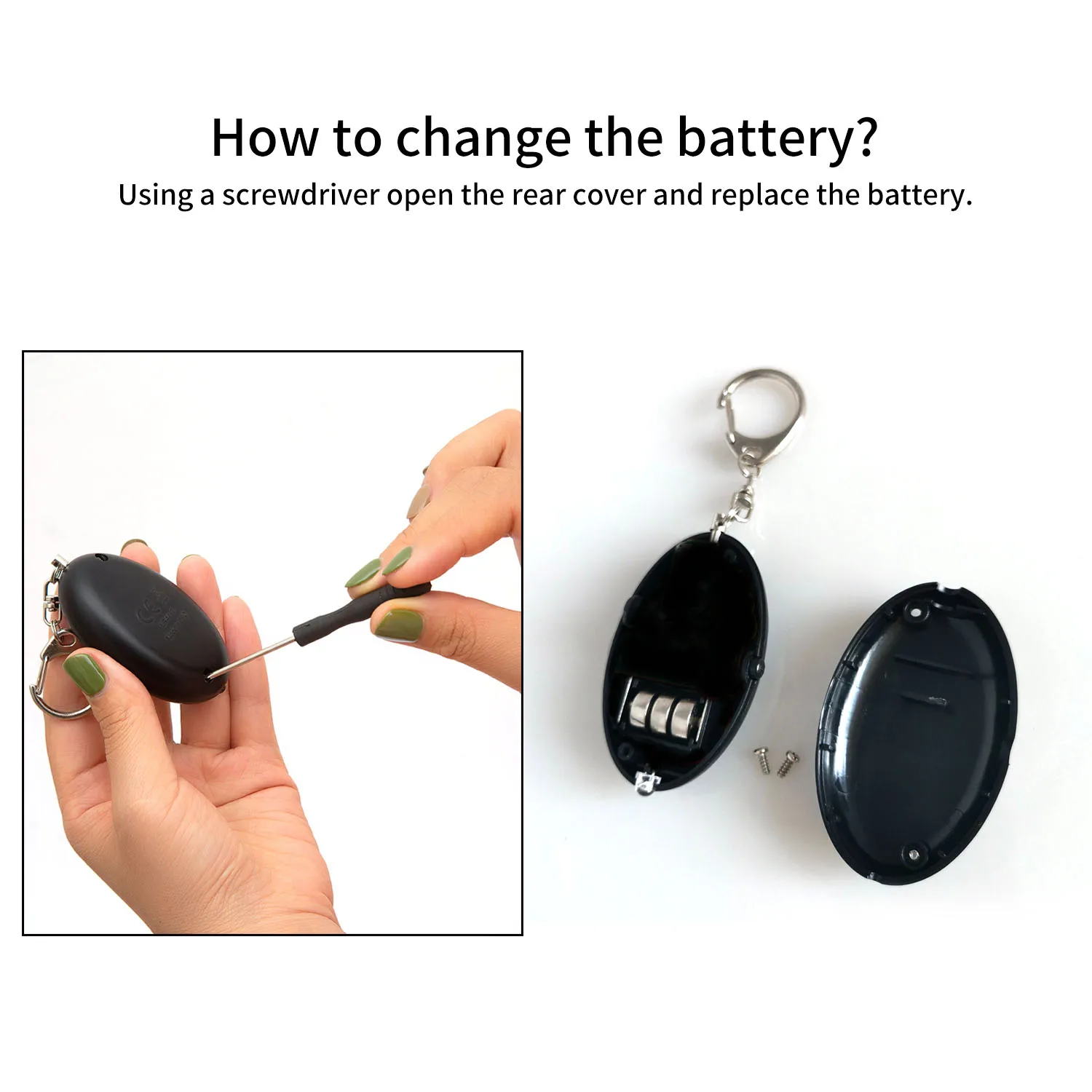 Anti Attack Self Defense Personal Alarm Keychain for Women 125 dB Security Panic Button Siren with LED Flashlight