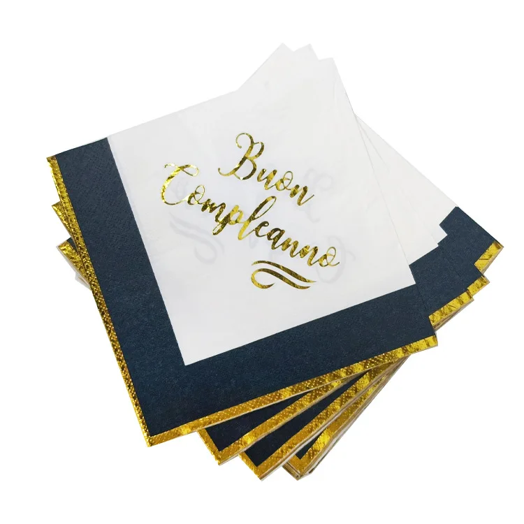 Wholesale Hot stamping printing color decorative cocktail paper napkin Christmas paper dinner napkins