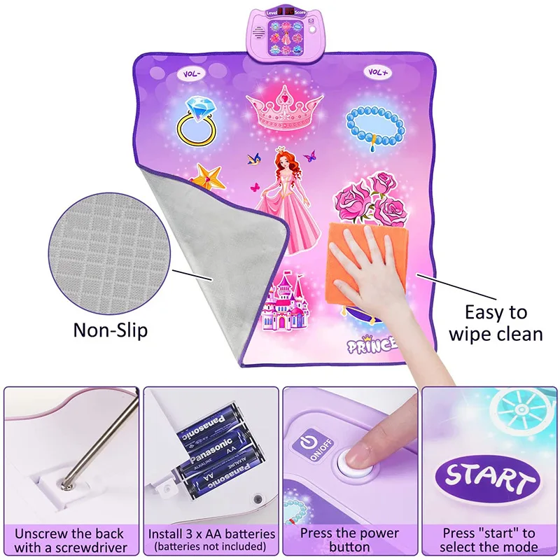New Style Girl Toys Pink Princess Dance Pad Music Game Electronic Musical Play Mat Dance Mats Toys