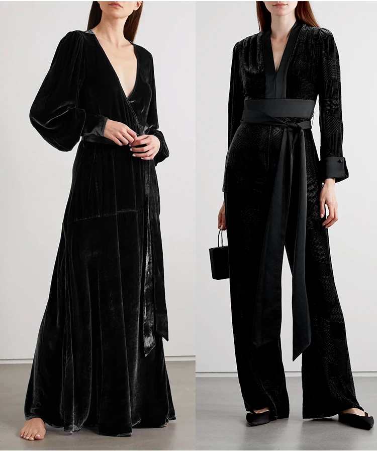 Black Silk Velvet Fabric for Clothes Dresses with 100% Pure Silk Base