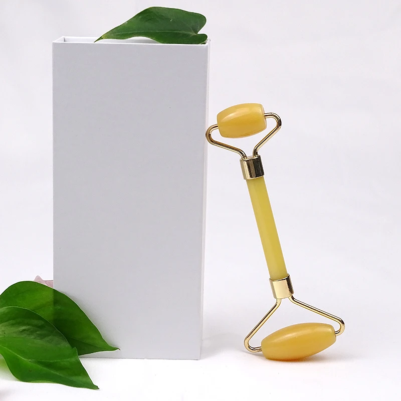 Wholesale Beauty Lift Skin Yellow Stone  Facial Skin Care Mini Jade Roller Gua Sha