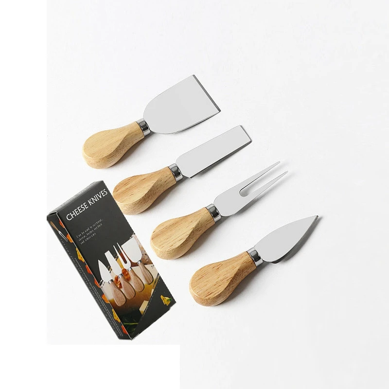 4-piece Stainless steel  Acacia Wood Handle cheese knife set butter knife pizza knife