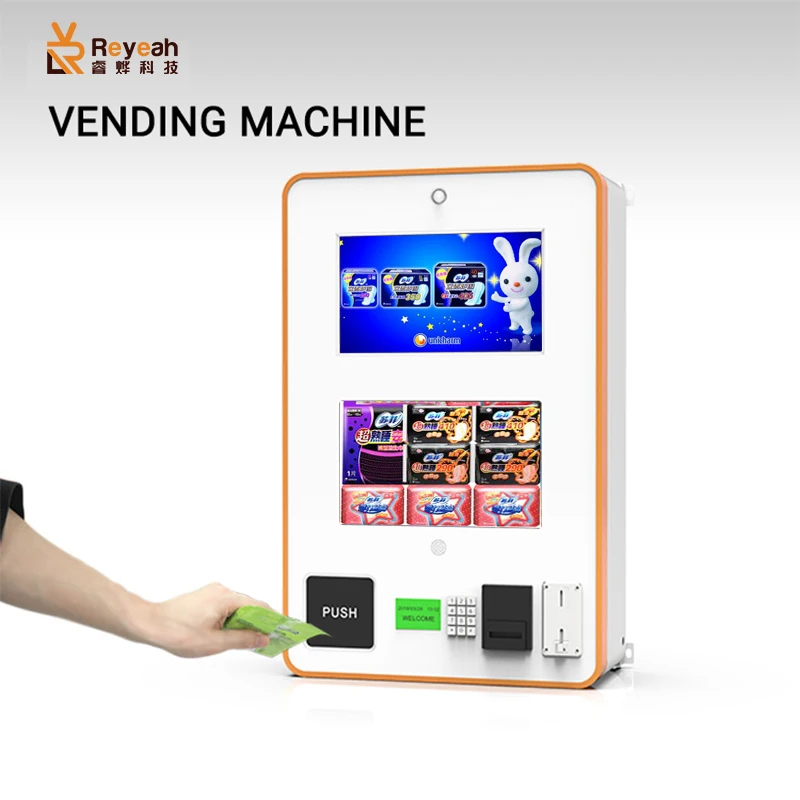 Wall mounted LED touch screen small tissue sanitary napkin pad PPE cheap vending machine