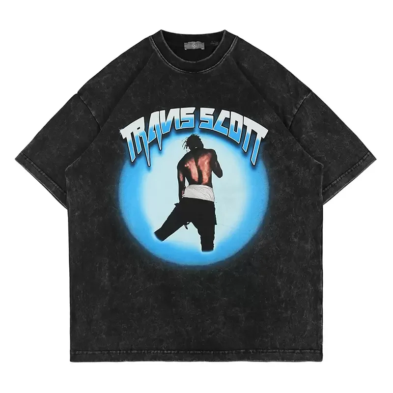 Men streetwear High Quality Custom Design 100% Cotton Hip Hop printing heavyweight Oversized vintage graphic Acid Wash T shirt