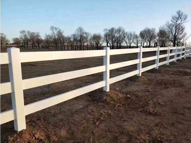 White Color Vinyl Fence Heavy Duty 4 Rails Horse PVC Farm Fence