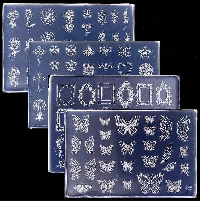 Thin type silicone mold for nails relief carving nail art molds nail butterfly silicone mold