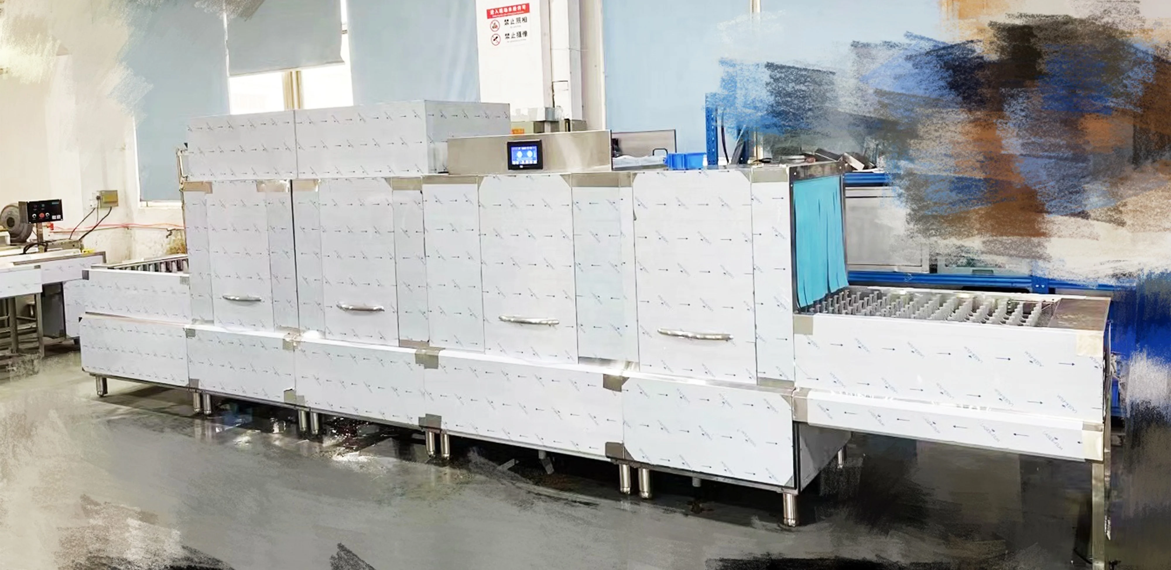 Industrial large capacity dishwashing machine freestanding kitchen equipment for restaurants flight type dishwasher equipment