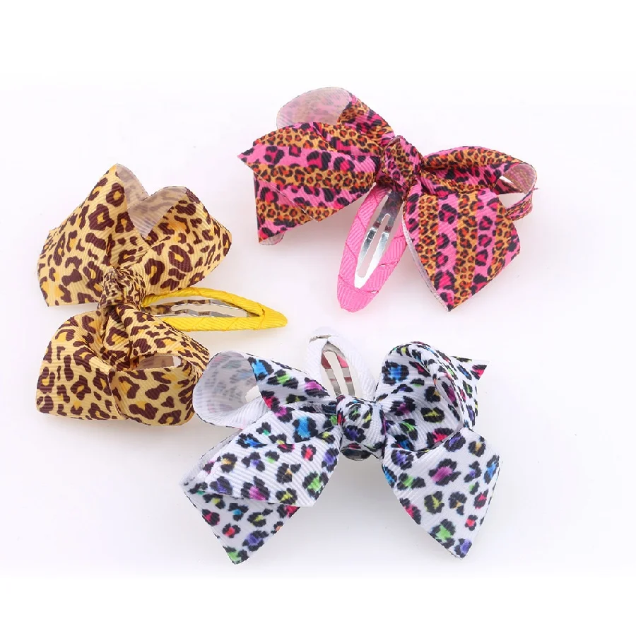 Ziming New Kids Leopard Fabric Big Bow And Rabbit Ears Hair Clip Bobby Cute Princess Wing Hairpin Multiple Colors Stock