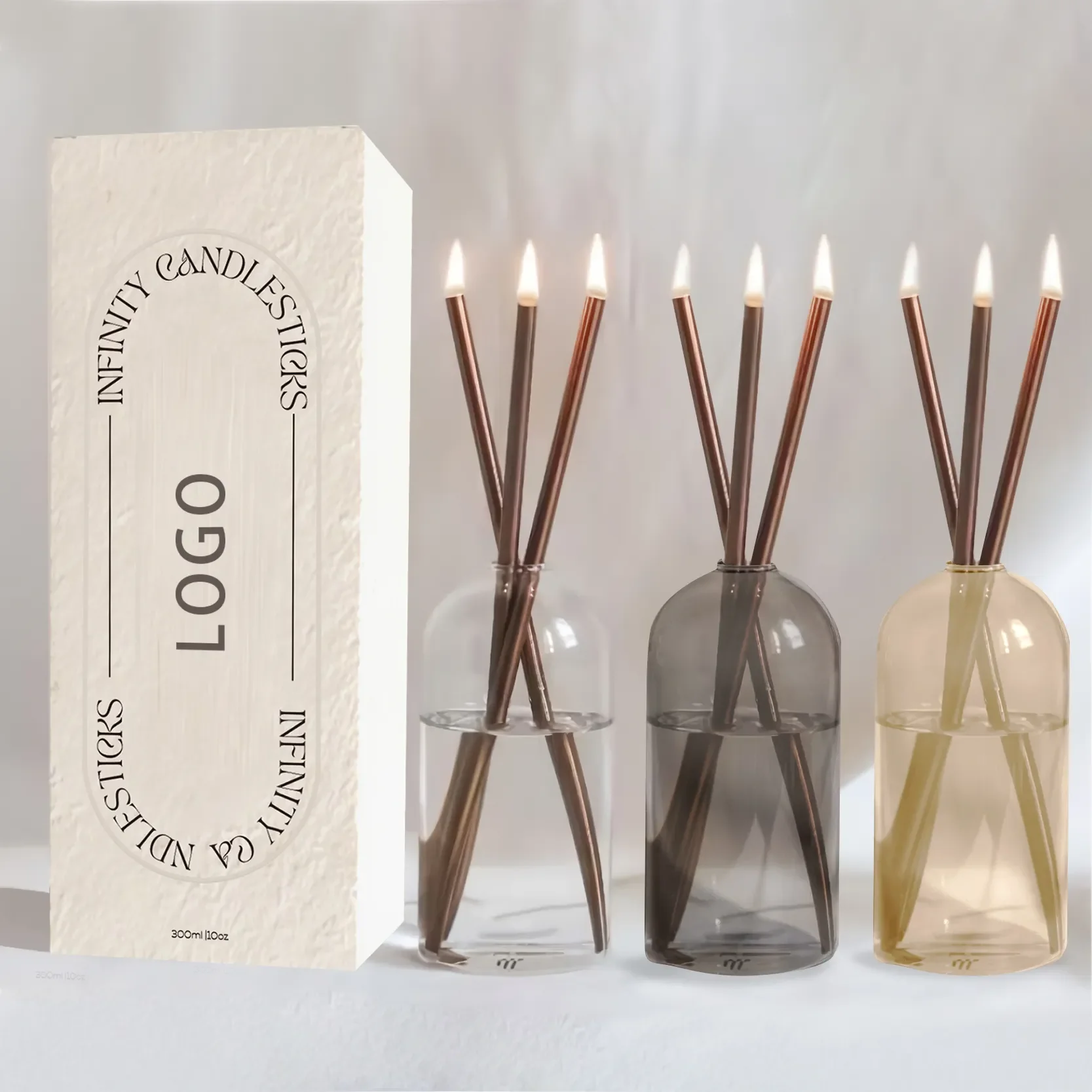 C&H Smokeless Simple Style No Melting Everlasting Candles Non-toxic Metal Tube Pristine Steel Everlasting Candle