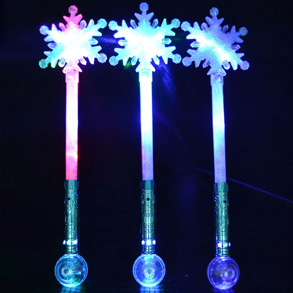 Plastic Snowflake Fairy Wand Led Lights, Snowflake Princess Fairy Stick, Snowflake Led Glow Wand