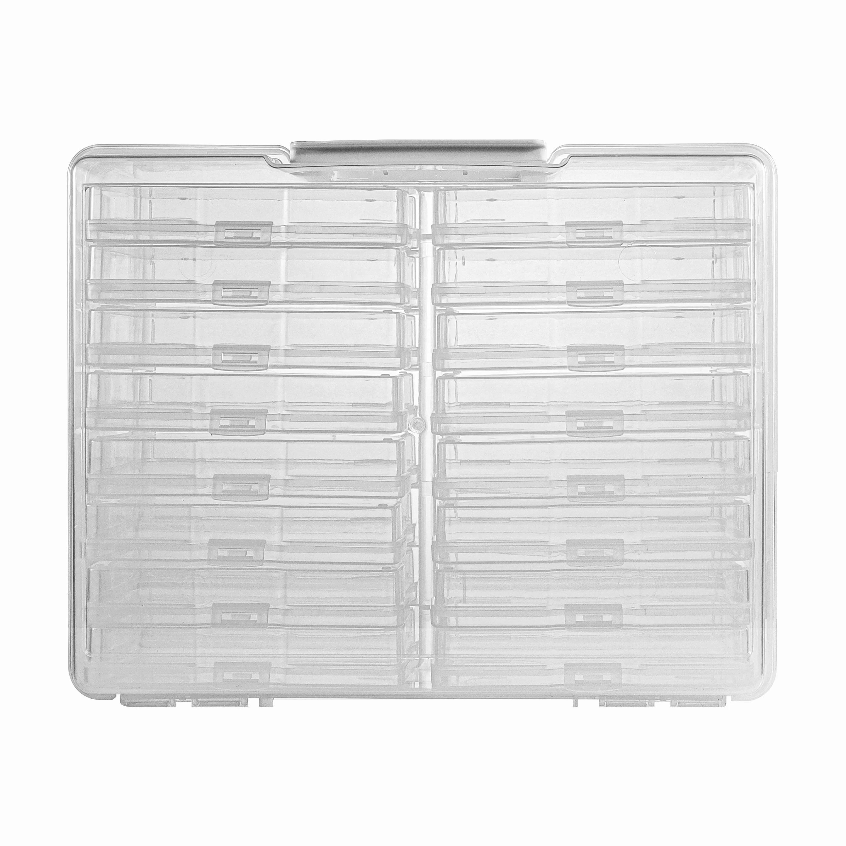 plastic photo card storage container with 16 mini cases photo storage box 4x6 transparent plastic container