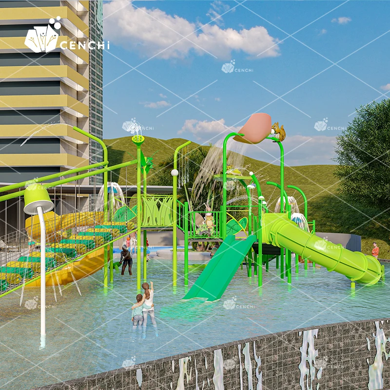 Cenchi Campground Residential Public Camping Interactive Splash Park Playground Swimming Pools Slides Water Rides for Kids