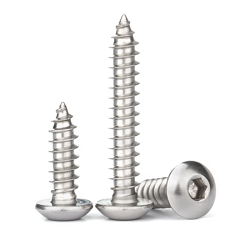 304 stainless steel round head hexagon socket self tapping screw M3-M6