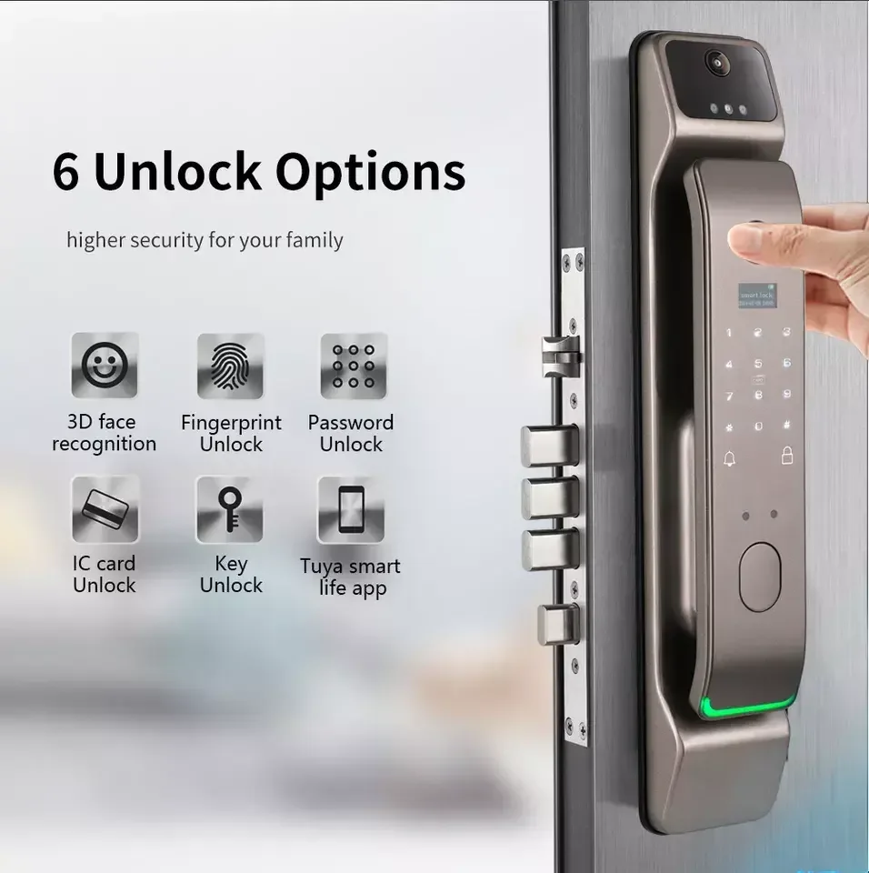 Aether KDS2 Biometric 3D Face Recognition Tuya App Fingerprint Smart Door Lock With Camera