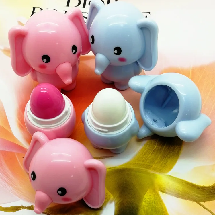 Чехол с откидной крышкой с изображением слона из мультфильма приподнятая кромка для бальзама для увлажняющий детская стирает линию губ, бальзам для губ с шариком