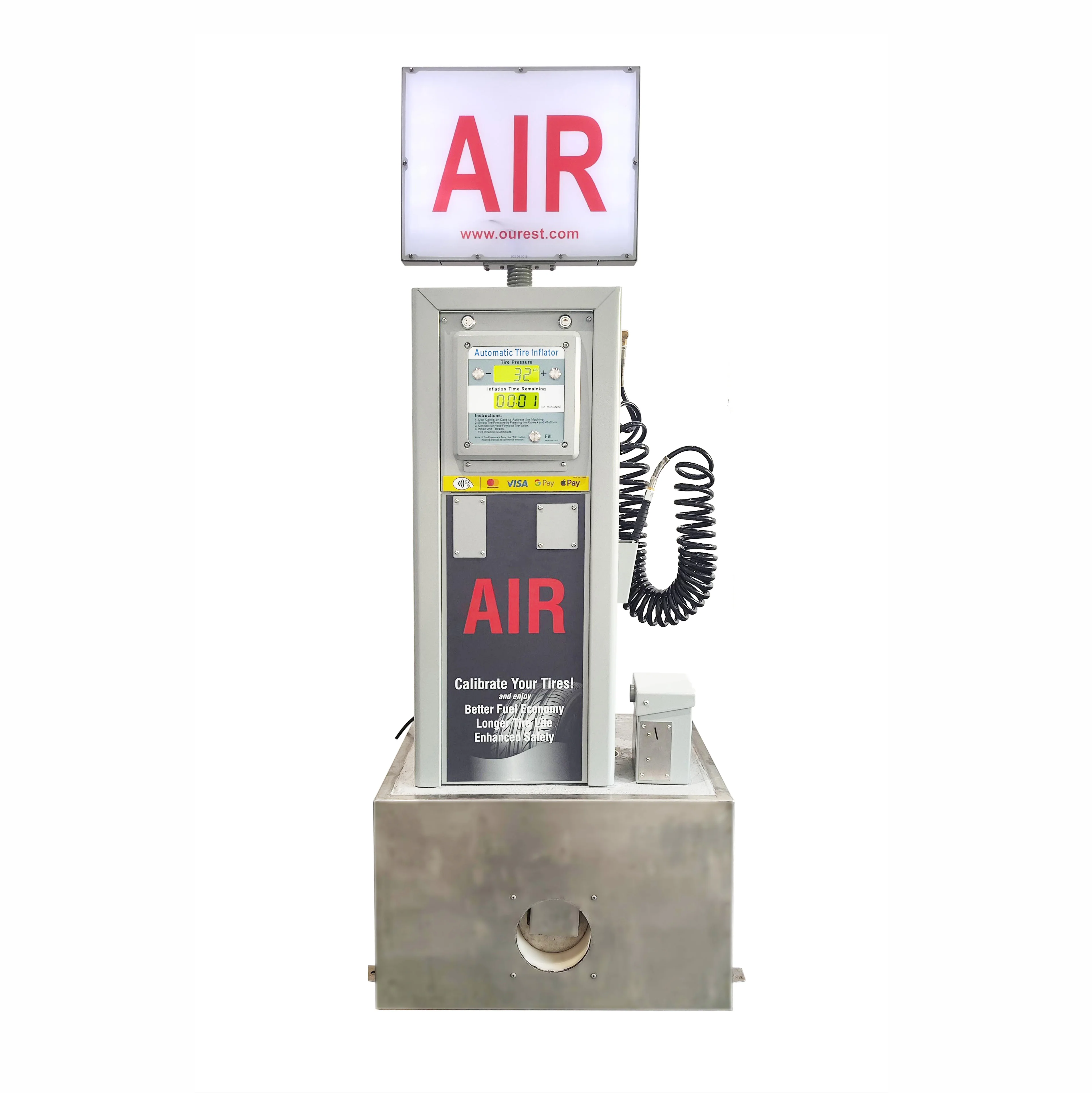 G5 CE Stainless Steel Cabinet  Air Vending Machine Tire inflator tower New Arrivals Tyre Inflators with Compressor airPump