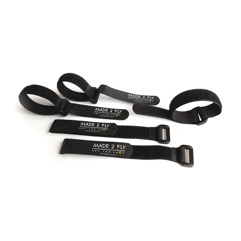Multipurpose black hook and loop strap with logo printing