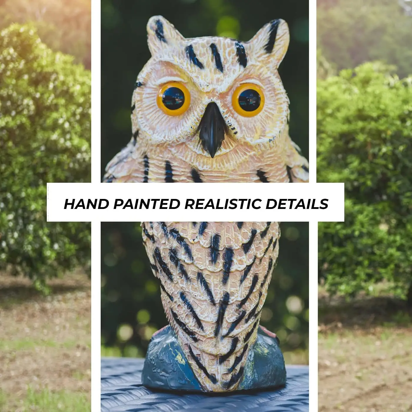 Pack of 3 Outdoors Plastic Owls Statue To Scare Birds Away For Back Yard