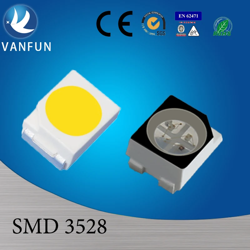 VanFun SMD Factory Sample 4-Pin LED Lighting Chip 3528 0.06W Power with RGBW White Blue Green Warm White Emission 5mm Size
