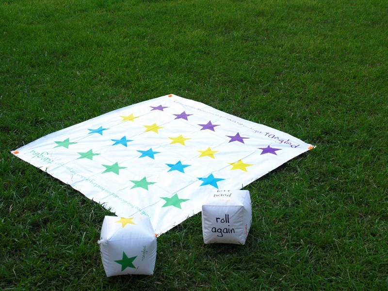 Two-sided 1.5*1.5M 2 in 1 kids lawn game mat 2 in 1 giant snakes and ladders games&large twister game