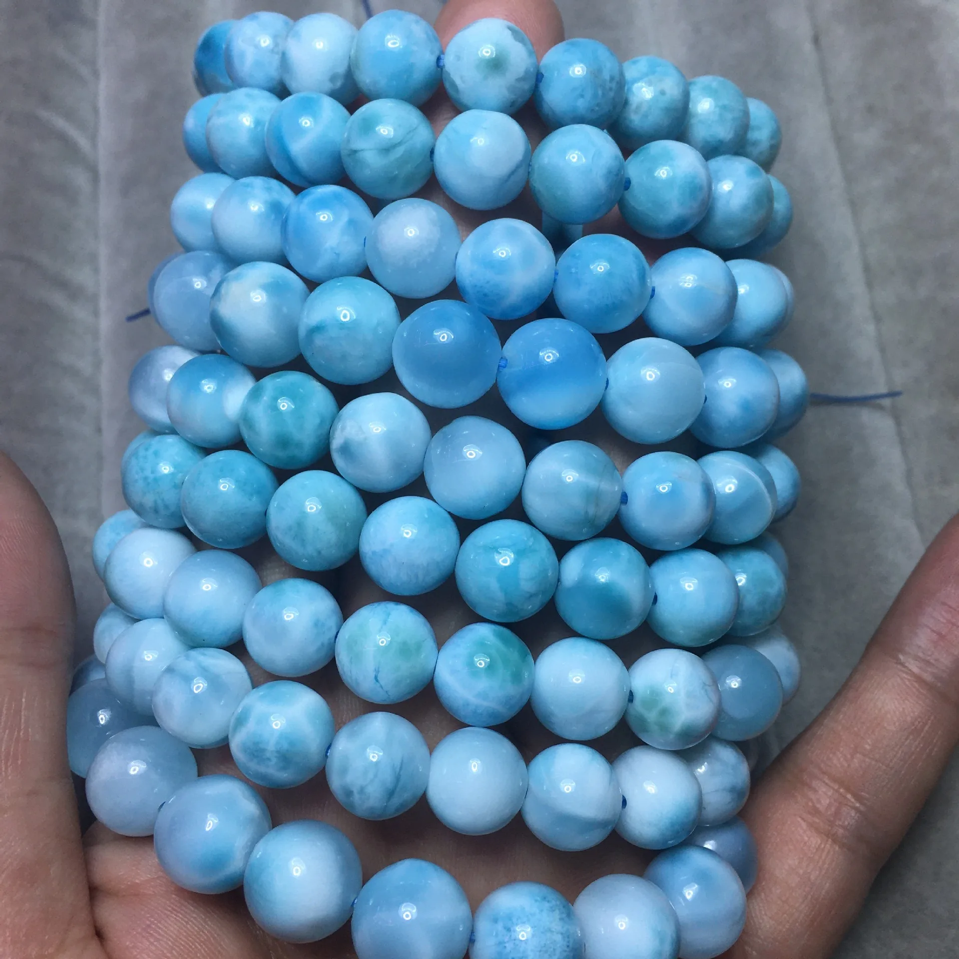 8mm Natural Larimar Bracelet Dominica Larimar Beads
