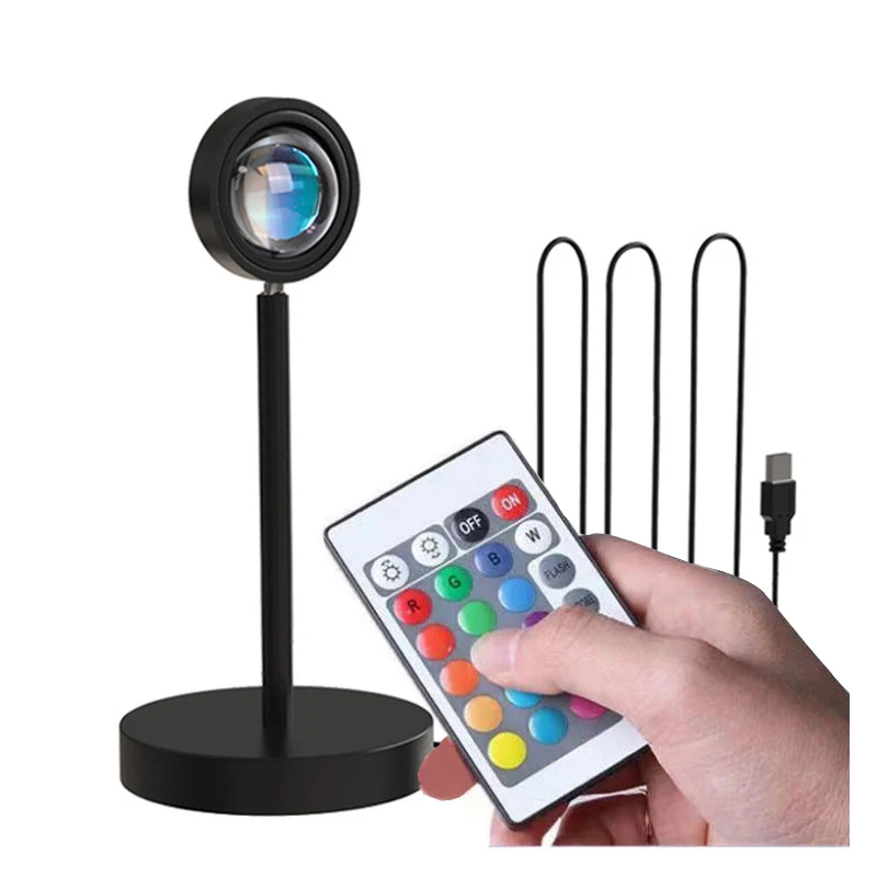 Remote Flexible Soft Arm Usb Nightlight Projector Led Light Lighting Luminance Dimming Sunset Simulation Lamp With Rainbow