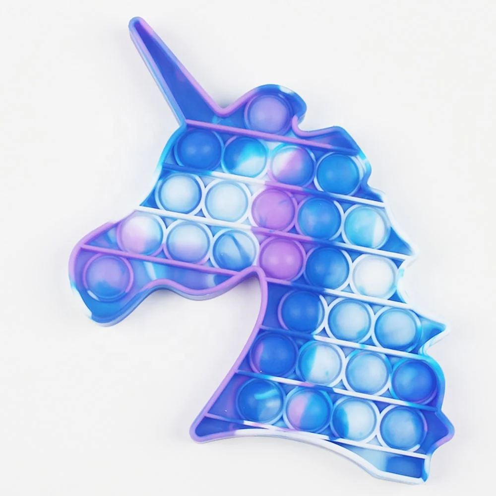 
Silicone Autism Special Needs Stress Reliever Shaped Unicorn Push Bubble Fidget Sensory Toy Game for Kids Press Fidget Toy 