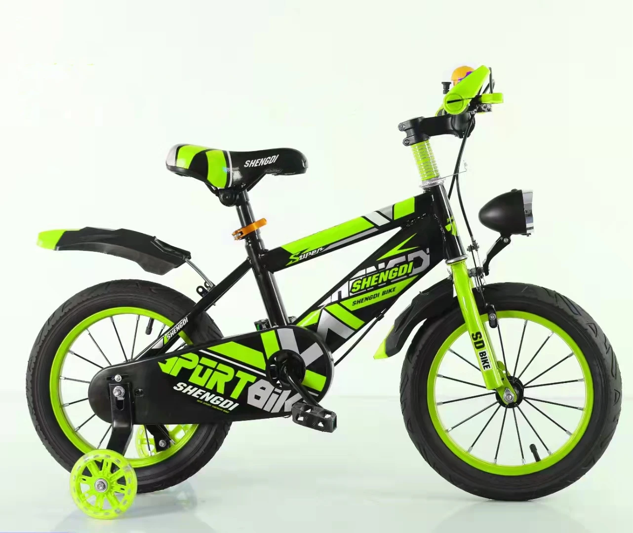 2024 High quality kids mountain bike with training wheels headlights bicycle for kids child bike