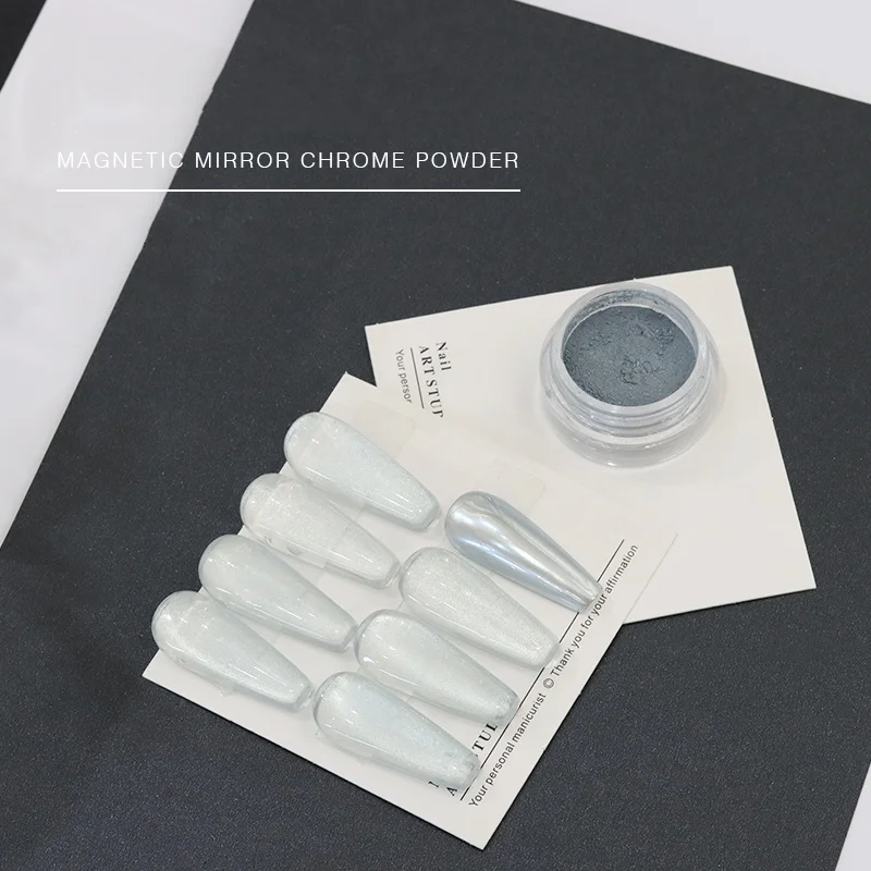 2-in-1 Mirror Chrome Pigment Cat Eye Magic Mirror Powder 8 Colors Glitter Dust Pigment Nail Art Decoration DIY