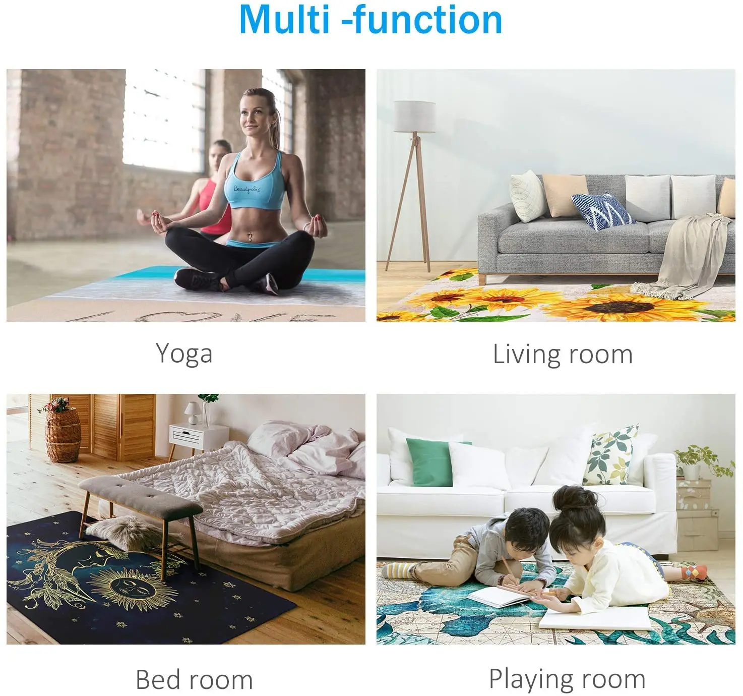 Polyester Printed Big Area Rugs for Door Kitchen Round or Square Christmas Patterns With TPR Latex Backing Living Room