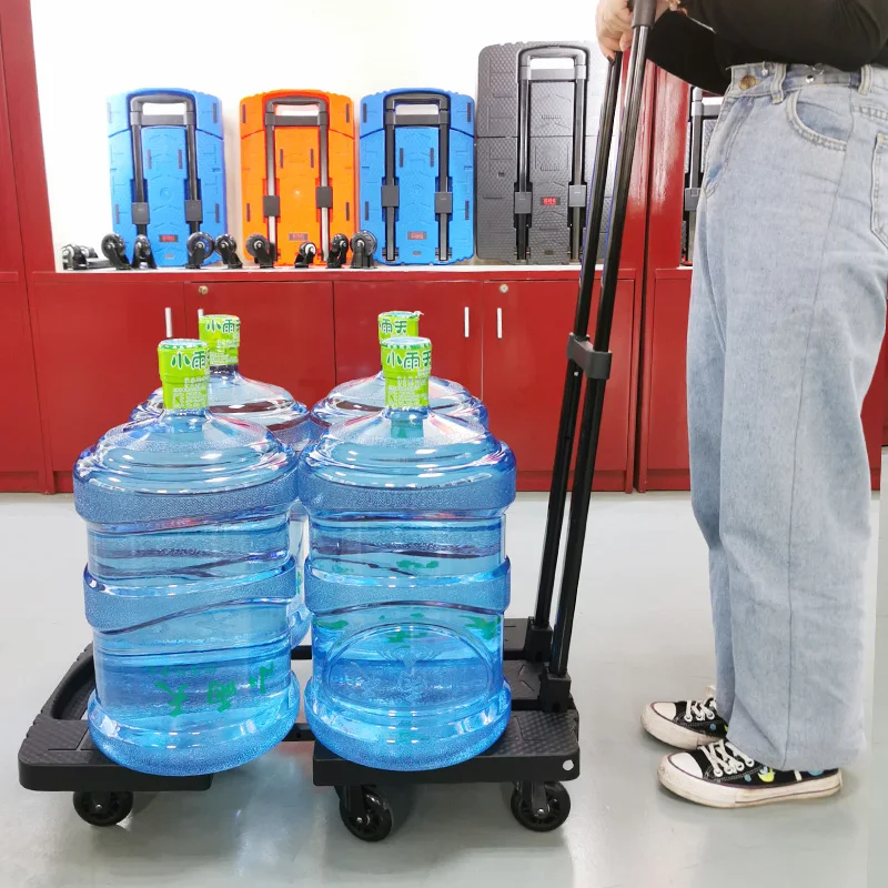 Iron Pull Rod Furniture Mover Dolly OEM ODM Extended Non-slip Chassis Max Loading 220 KG Folding Platform Trolley Easy Folding