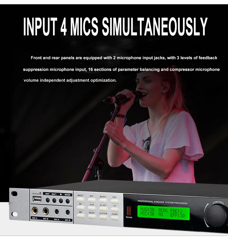 LX8 Professional digital reverb pre-effect audio mixer Audio microphone intelligent digital pre effects