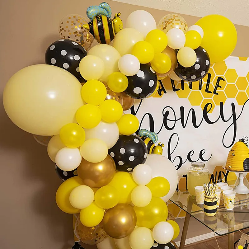 110pcs birthday party decoration balloons set with lovely bee yellow latex balloons balloon garland arch kit