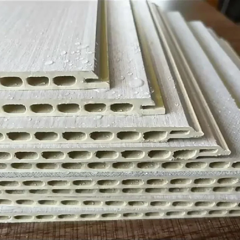 Interior Decor Integrated Wall Panel Bamboo Wood Fiber Flat Paneling PVC Coated WPC Engineering Seamless Splicing Ceiling Board