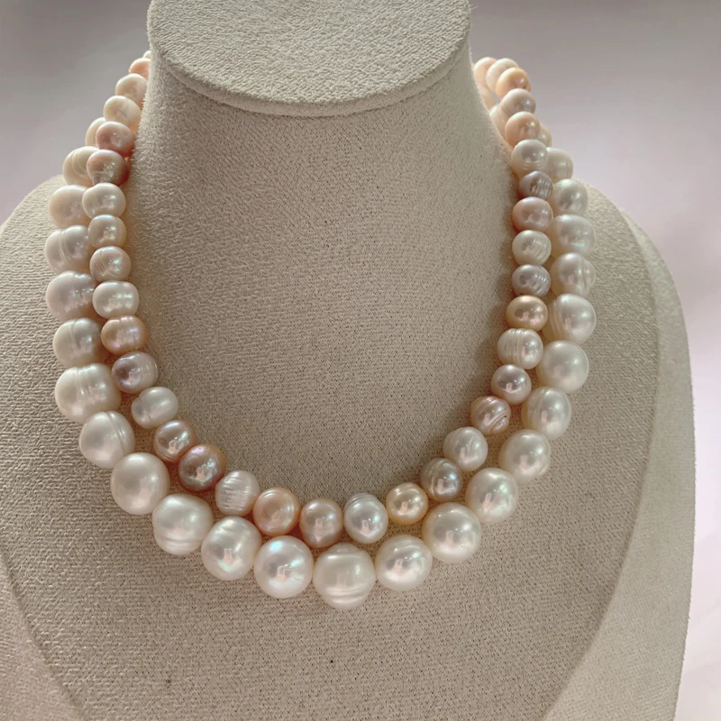 Summer Pink Purple Natural Pearl Necklace White Freshwater Pearl Gold Plated Fashion Necklaces Jewelry