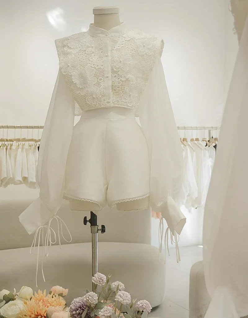 2024  Spring Vietnam Design Light Luxury Lace Crocheted Daily Commute Solid Color Suit