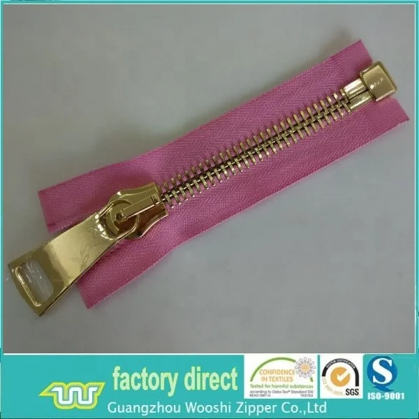 Wholesale Metal Zipper Factory Cheap Open-end with Auto-lock Slider Brass for Bags Garment