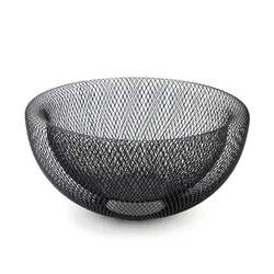 Modern kitchen metal tray Creative geometric snack tray candy basket Wrought iron double mesh hollowed out fruit basket