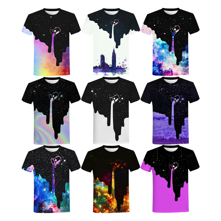 T-Shirts Pretty Pattern Paint Bucket Art 3D Printed Men Digital Printing T Shirt Custom Unisex All Over Print OEM And ODM Tops