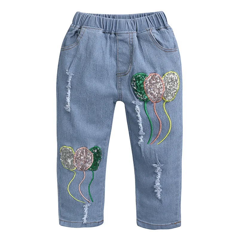 Conyson 2023 Hot Sale Summer Autumn Boutique Toddler Kids Clothing Set Baby Girls 3 Pcs beaded jeans With Headwear Kids Set