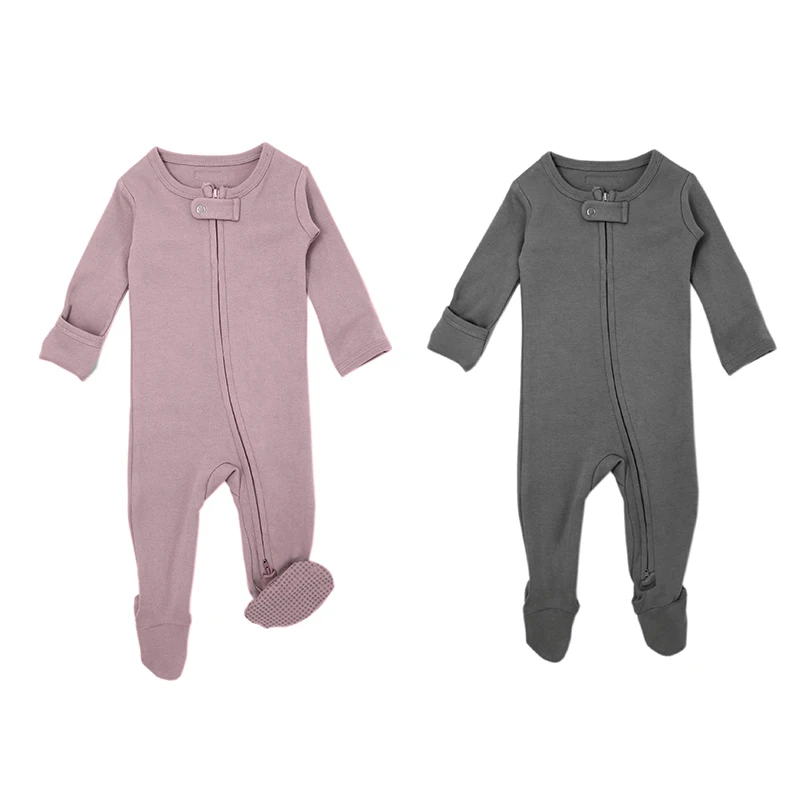 Baby Zipper Romper 100% Organic Cotton Bamboo Spandex Rayon Pajamas Jumpsuit Romper Infant Newborn Bodysuit