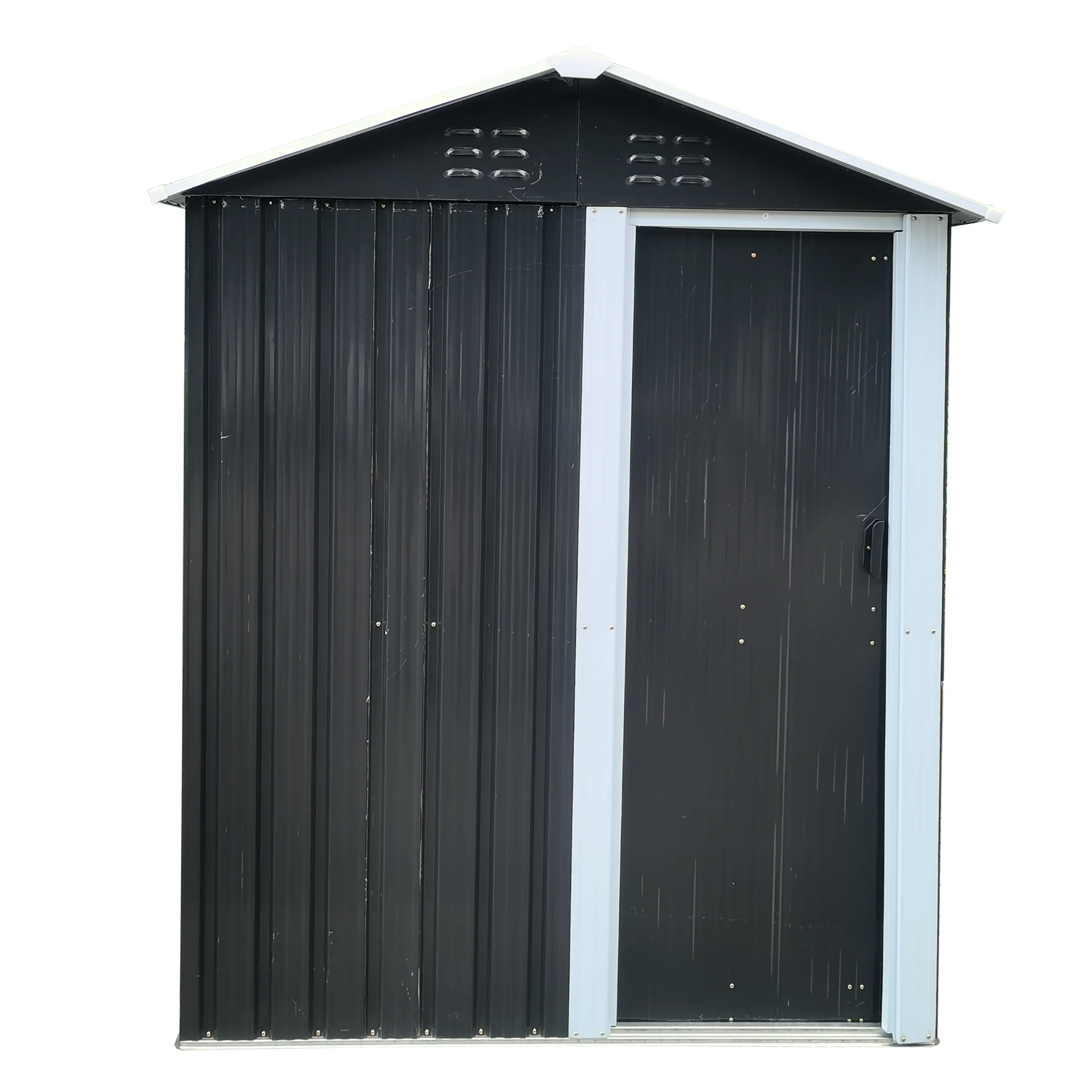 XWT009 Metal Storage Shed 3*5ft Outdoor Black and White Backyard Storing Tools