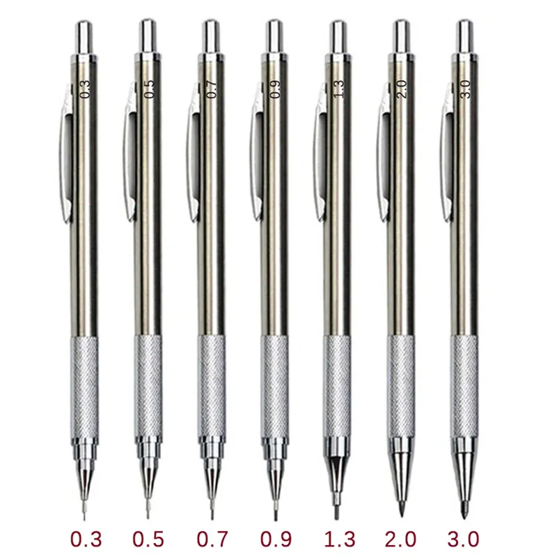 Upgrade Quality Metal Mechanical Pencil Multi Leads 0.3/2.0/3.0mm 2B Testing Writing Propelling Pencil with Sharpener