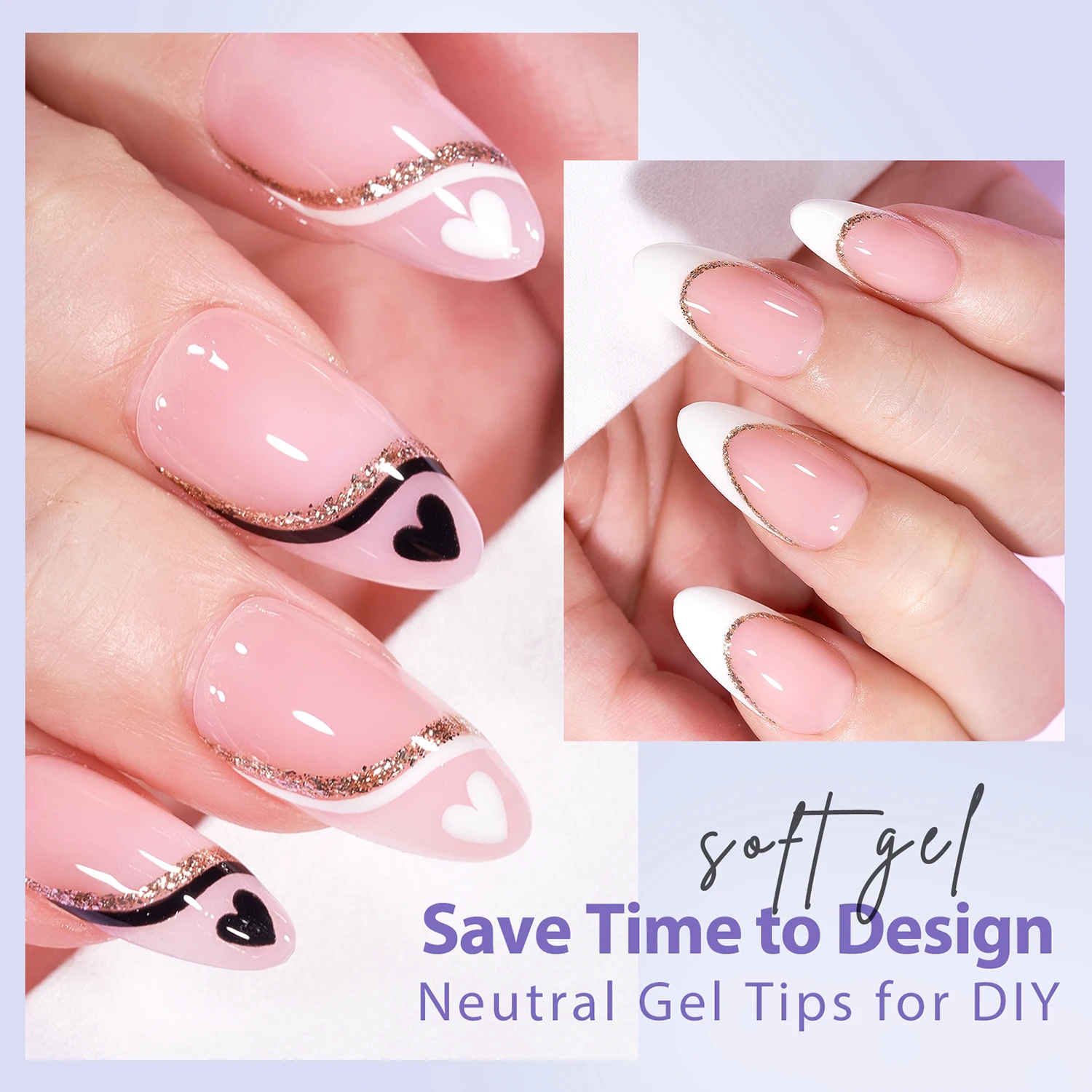 BTArtbox 15 Sizes Full Cover Almond Gel X Coat Tips Soft Gel Pink Nail Tip Jelly Rubber Base Press On Nails Wholesale